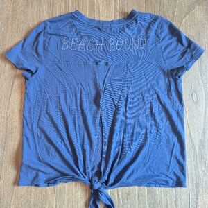 Blue 'Beach Bound' Tie-Back T-Shirt - Medium